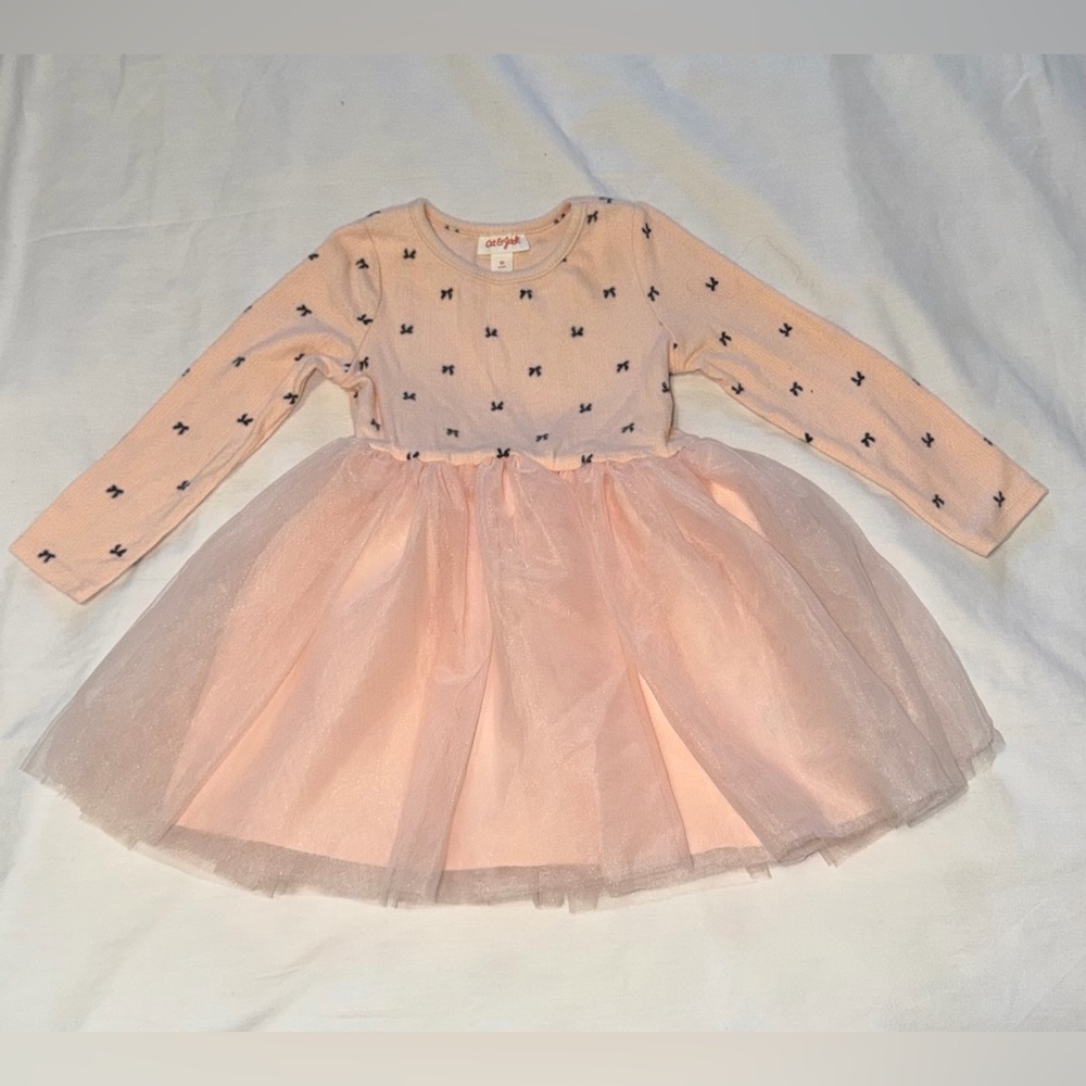 CAT & JACK Pink Long Sleeve Dress with Tulle Skirt SIZE 3T excellent condition